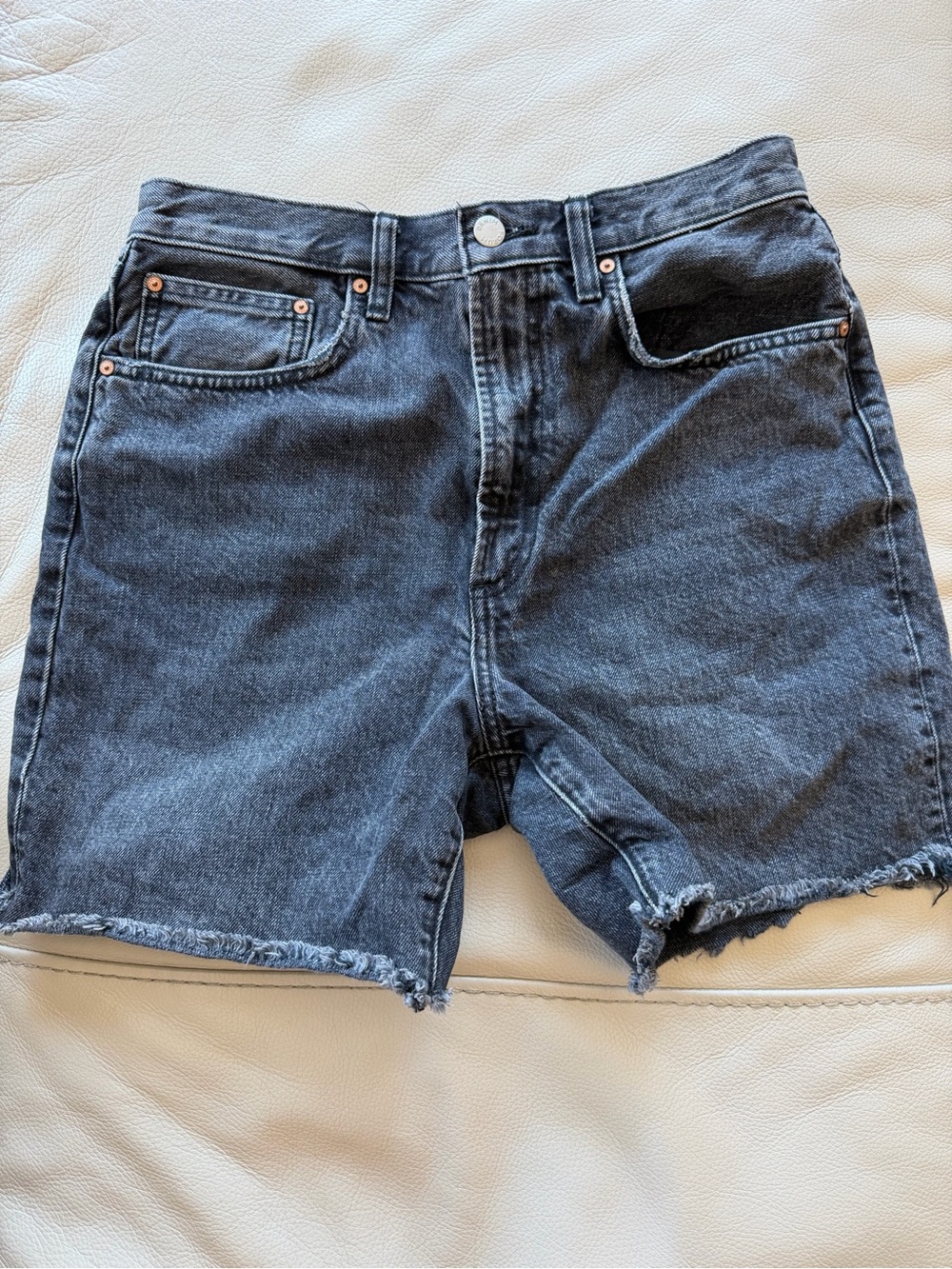 Denim Forum Black BF Loose Mid Thigh Shorts